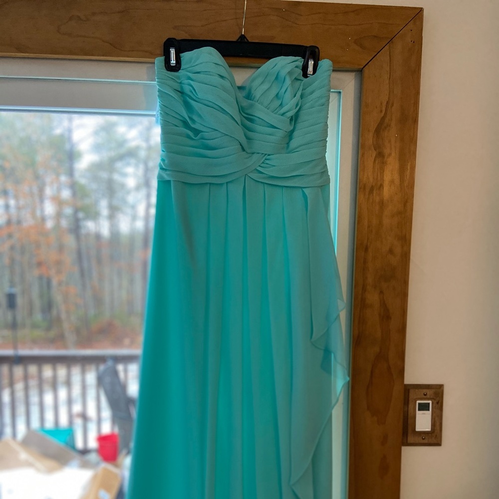 Strapless Crinkle Chiffon Dress with Cascade Skirt